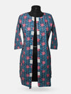 Dames 3/4 Mouw Bloemige Print Blauw Voor open Adaptieve Kurti
