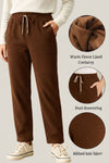 Haxor Womenโs Ribbed Fleece-Lined Winter Joggers | Ultra-Soft Stretch | Dual-Drawstring | Premium Warm Pants (Brown)