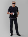 Heren T-shirt van Premium Katoen met Open Rug en Bio Wash - Zwart