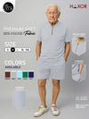 Haxor Heren Grijze Adaptieve Viscose Henley-hals T-shirt met Halve Mouw en Korte Broek Set
