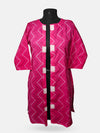 Women's  3/4 Length Sleeve Floral Printed Magenta Front Open Adaptive Kurti