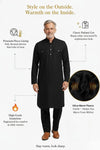 Premium Thermische Pathani Kurta & Pyjamaset Met Zachte Fleecelining