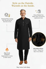 Premium Thermische Pathani Kurta & Pyjamaset Met Zachte Fleecelining