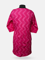 Women's  3/4 Length Sleeve Floral Printed Magenta Front Open Adaptive Kurti