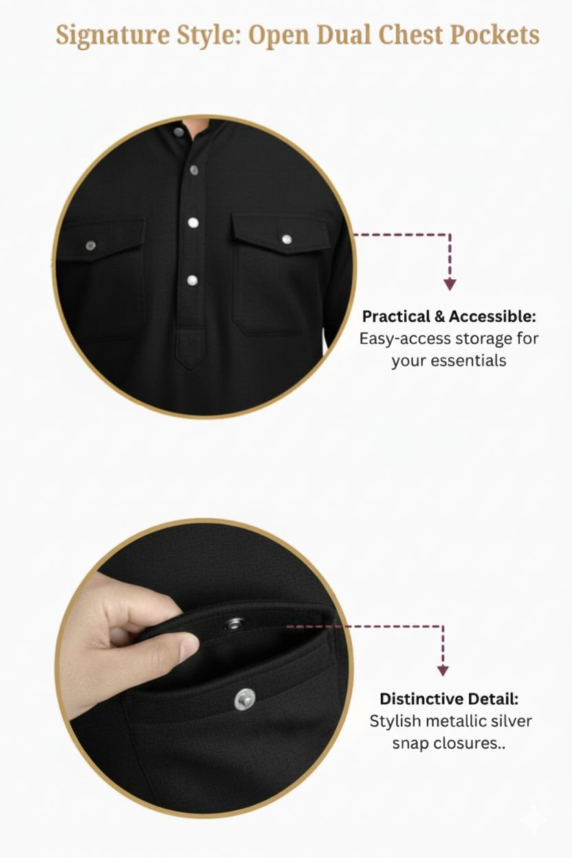 Premium Thermische Pathani Kurta & Pyjamaset Met Zachte Fleecelining