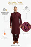 Premium Thermische Pathani Kurta & Pyjama Set met Zachte Fleece Voering
