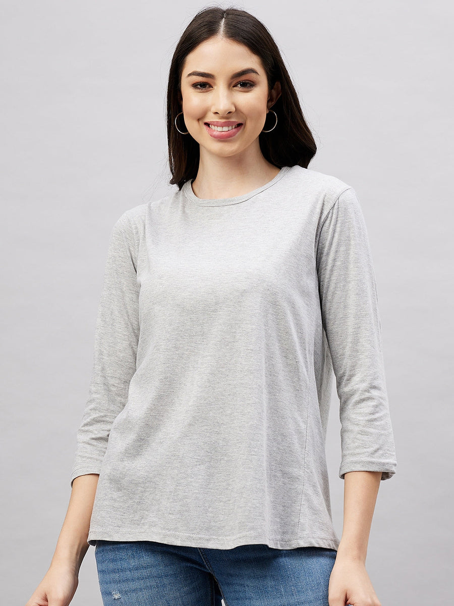 Plain long sleeve open back top