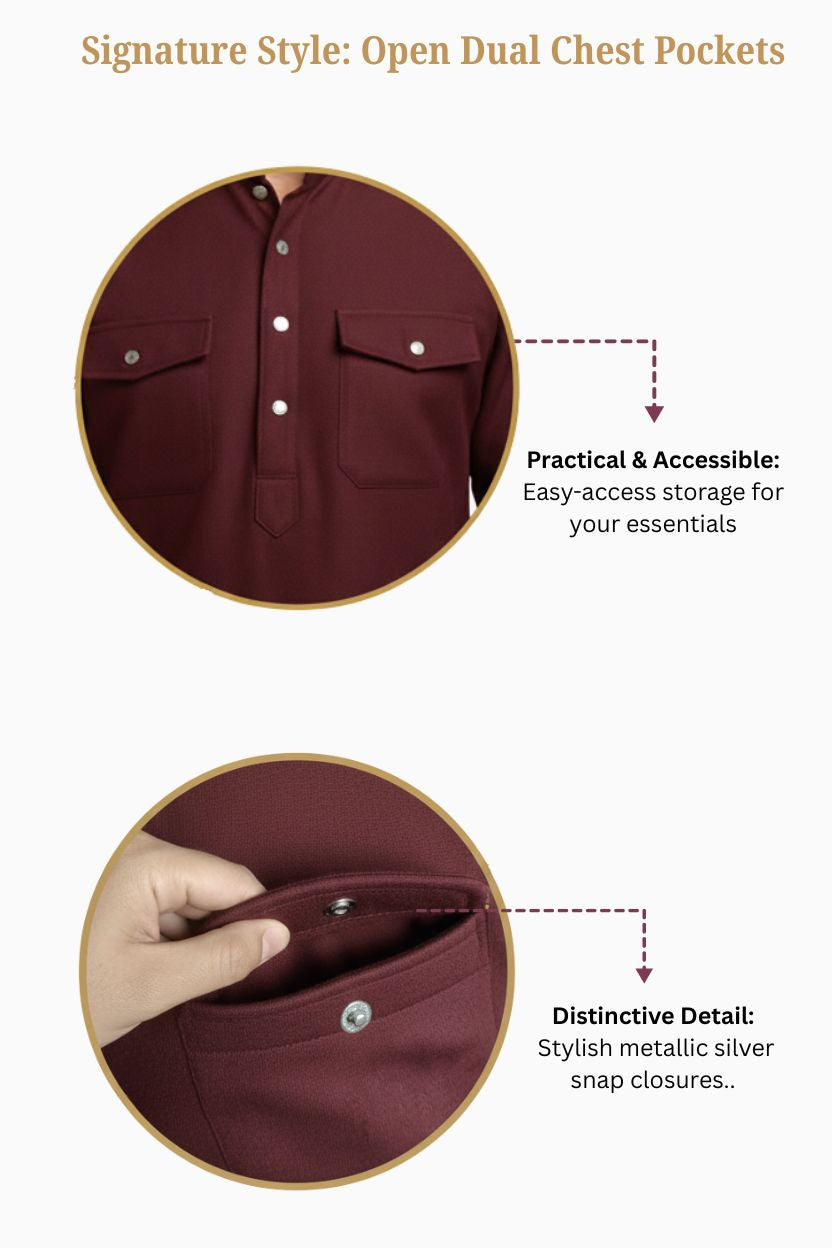 Premium Thermische Pathani Kurta & Pyjama Set met Zachte Fleece Voering