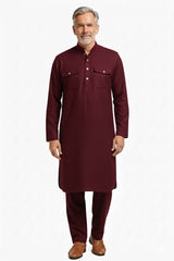 Premium Thermische Pathani Kurta & Pyjama Set met Zachte Fleece Voering