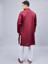 Heren Kurta Pyjama Set Bordeaux