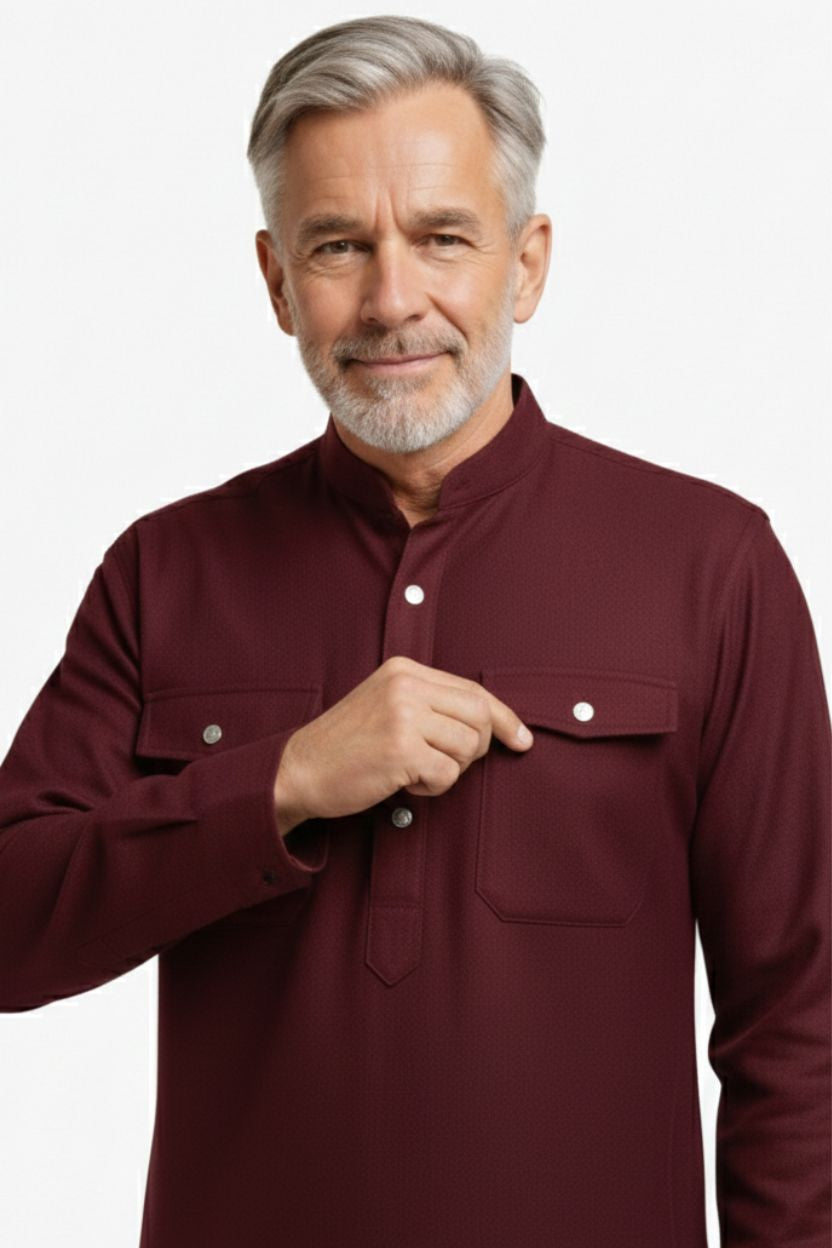 Premium Thermische Pathani Kurta & Pyjama Set met Zachte Fleece Voering