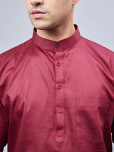 Heren Kurta Pyjama Set Bordeaux