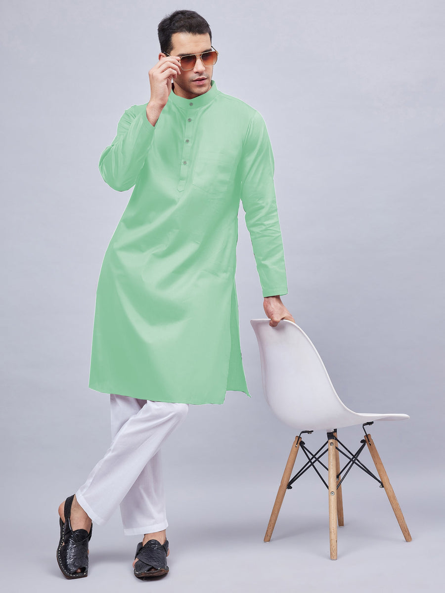 Heren Kurta Pyjama Set Pistachegroen
