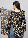 Dames Adaptive Top met 3/4-mouwtjes, open rug en print