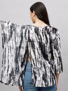 Dames Adaptive Top met 3/4-mouwtjes, open rug en print