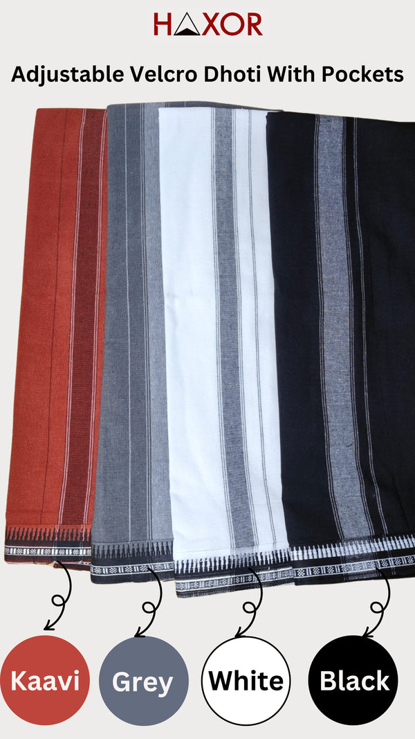 Haxor Readymade Verstelbare klittenband dhoti Kerala Thalapathi Border Met Zak