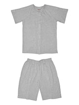 HAXOR Post Surgery Recovery Velcro Open Tearaway Half Sleeve Grey Premium Cotton T-Shirt and Shorts Set for Quick Access for Post-Op Care
