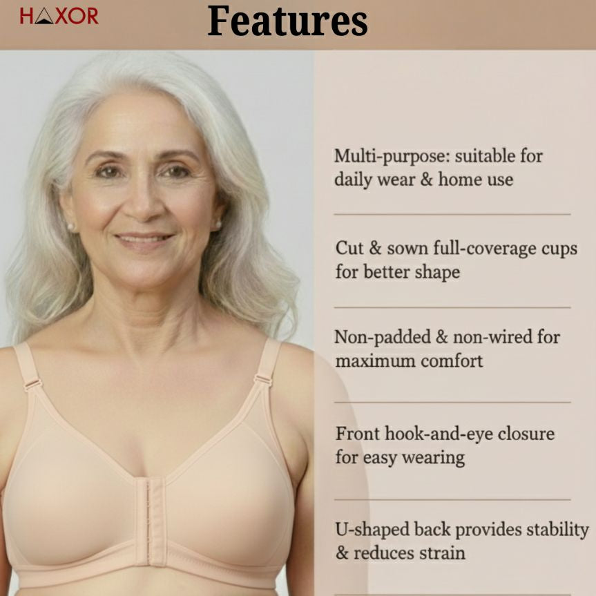 HAXOR DignityWear™ Front-Open Bra Beige | No More Back-Hook Struggle | Easy To Wear