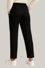 Haxor Dames Geribbelde Fleece Gevoerde Winter Joggingbroek | Ultrazacht Stretch | Dubbele Trekkoord | Premium Warme Broek (Zwart)