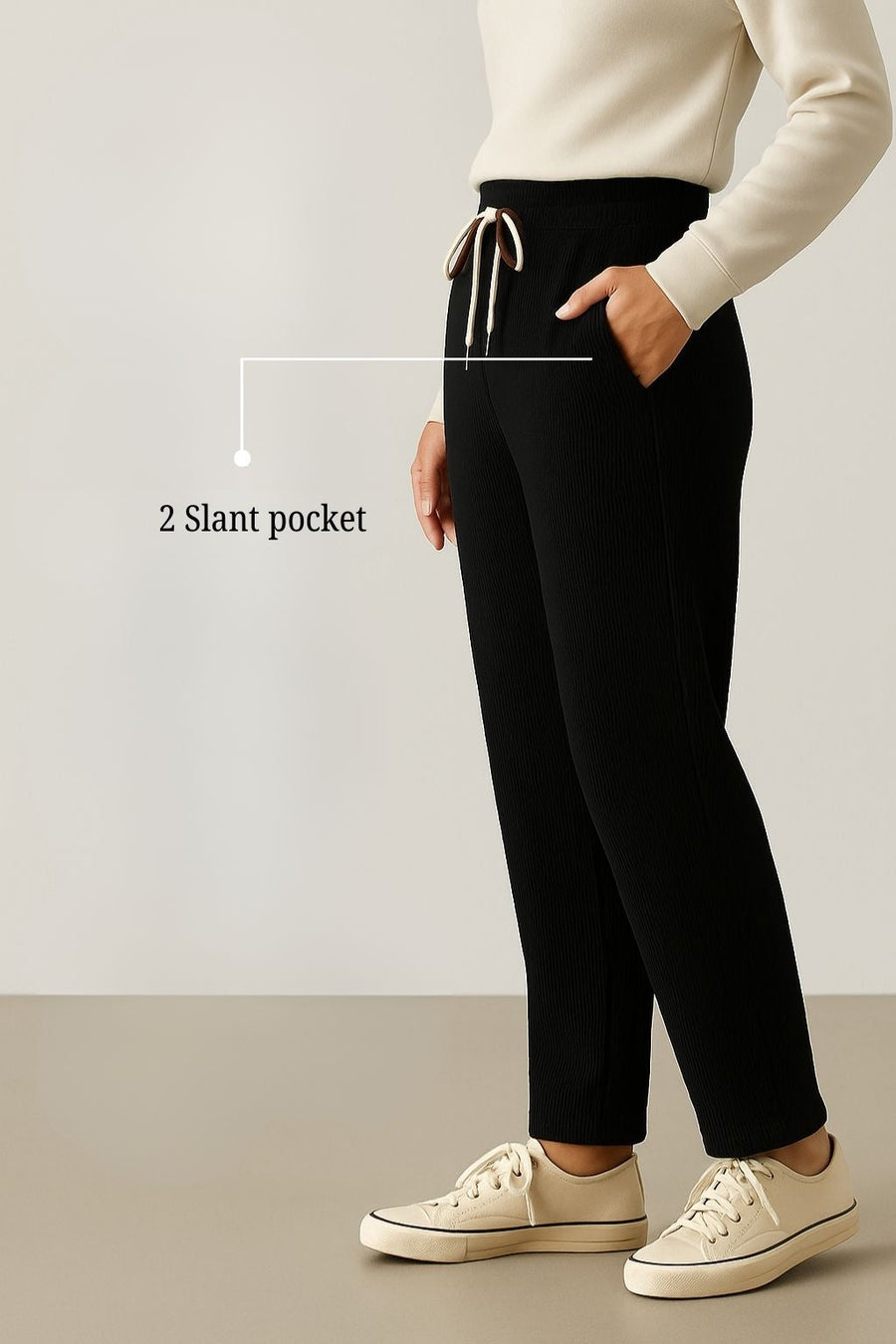 Haxor Dames Geribbelde Fleece Gevoerde Winter Joggingbroek | Ultrazacht Stretch | Dubbele Trekkoord | Premium Warme Broek (Zwart)