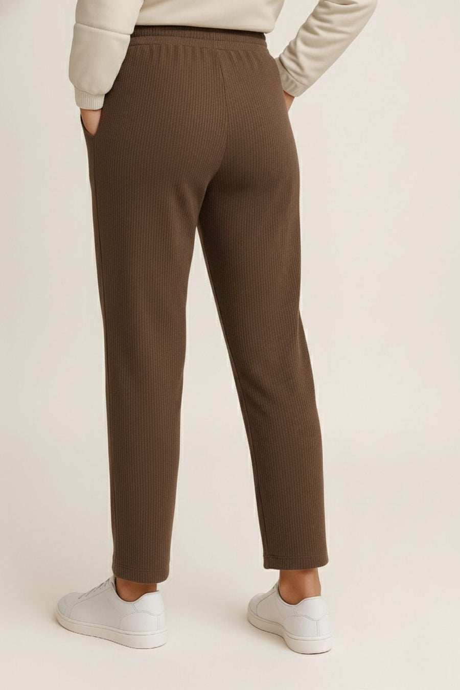 Haxor Women’s Ribbed Fleece-Lined Winter Joggers | Ultra-Soft Stretch | Dual-Drawstring | Premium Warm Pants (Brown)