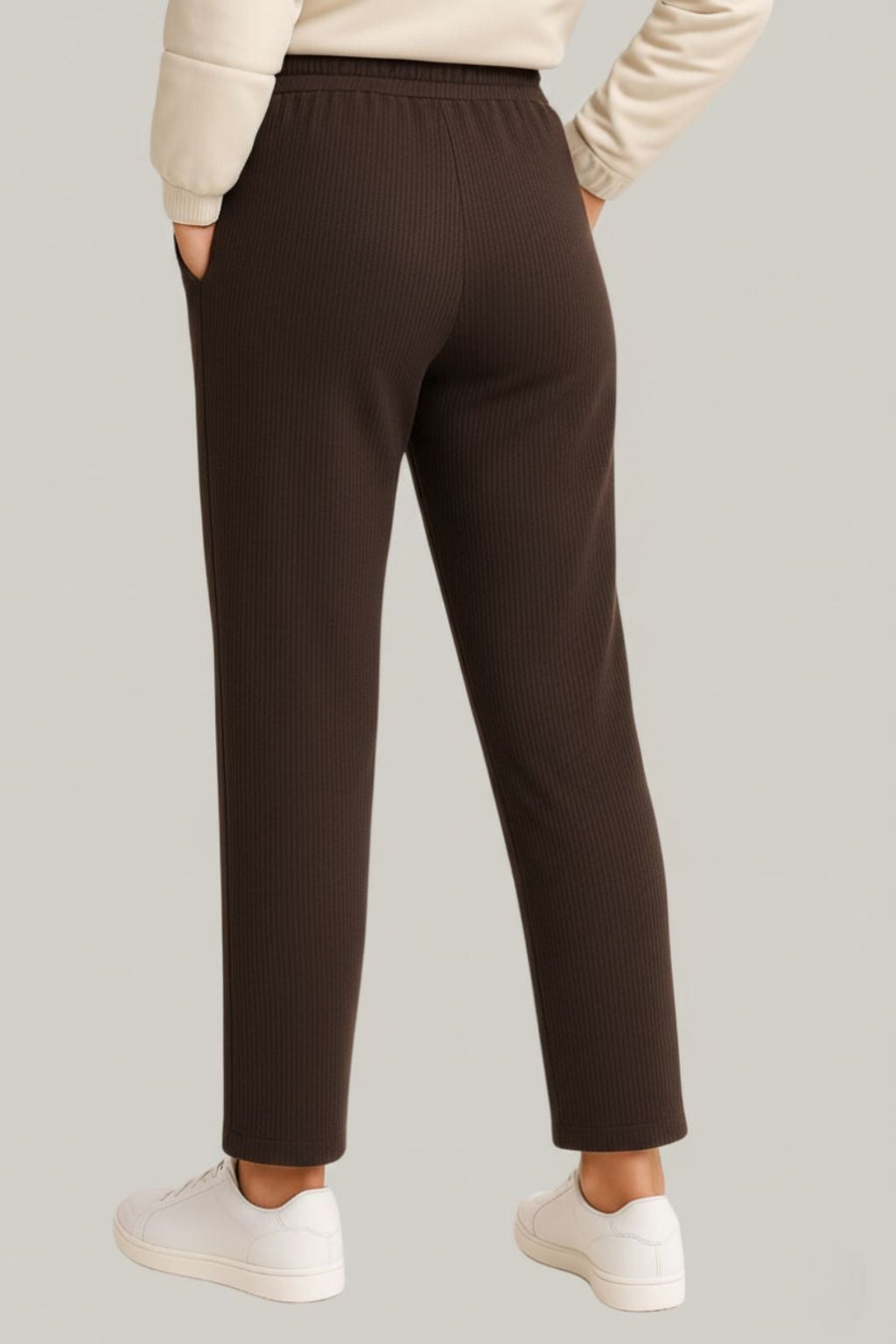 Haxor Women’s Ribbed Fleece-Lined Winter Joggers | Ultra-Soft Stretch | Dual-Drawstring | Premium Warm Pants (Dark Brown)