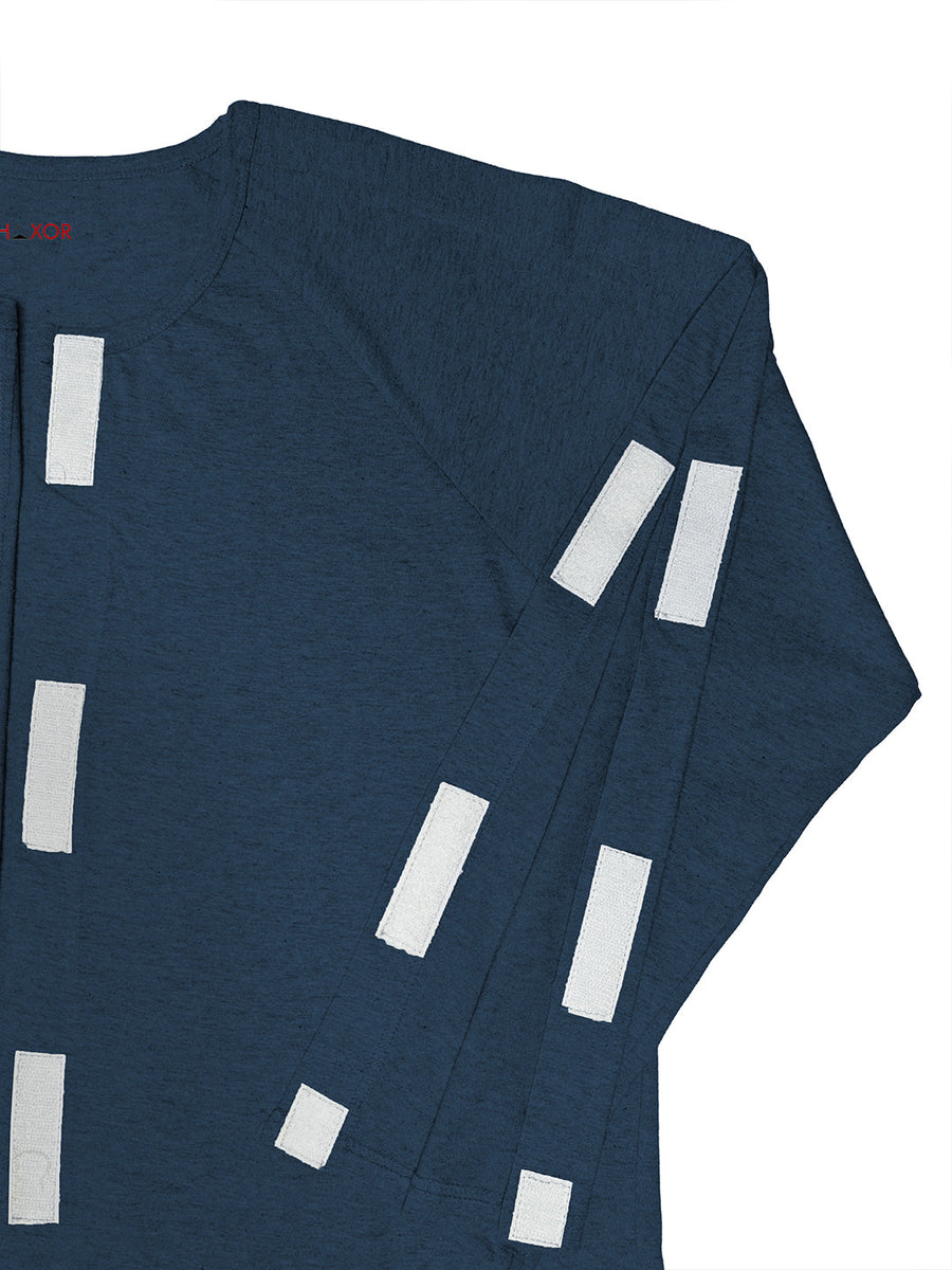 HAXOR Postoperatief Herstel Klittenband Open Afscheurbaar T-shirt met Lange Mouwen Grijs Premium Katoen voor Snelle Toegang voor Postoperatieve Zorg