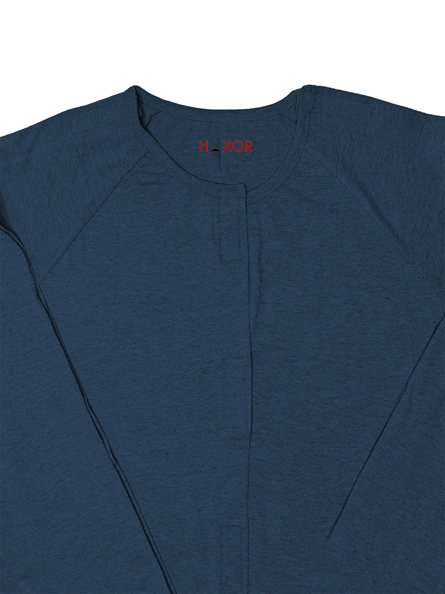 HAXOR Postoperatief Herstel Klittenband Open Afscheurbaar T-shirt met Lange Mouwen Grijs Premium Katoen voor Snelle Toegang voor Postoperatieve Zorg