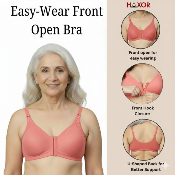 HAXOR DignityWear™ Front-Open Bra Dark Pink | No More Back-Hook Struggle | Easy To Wear