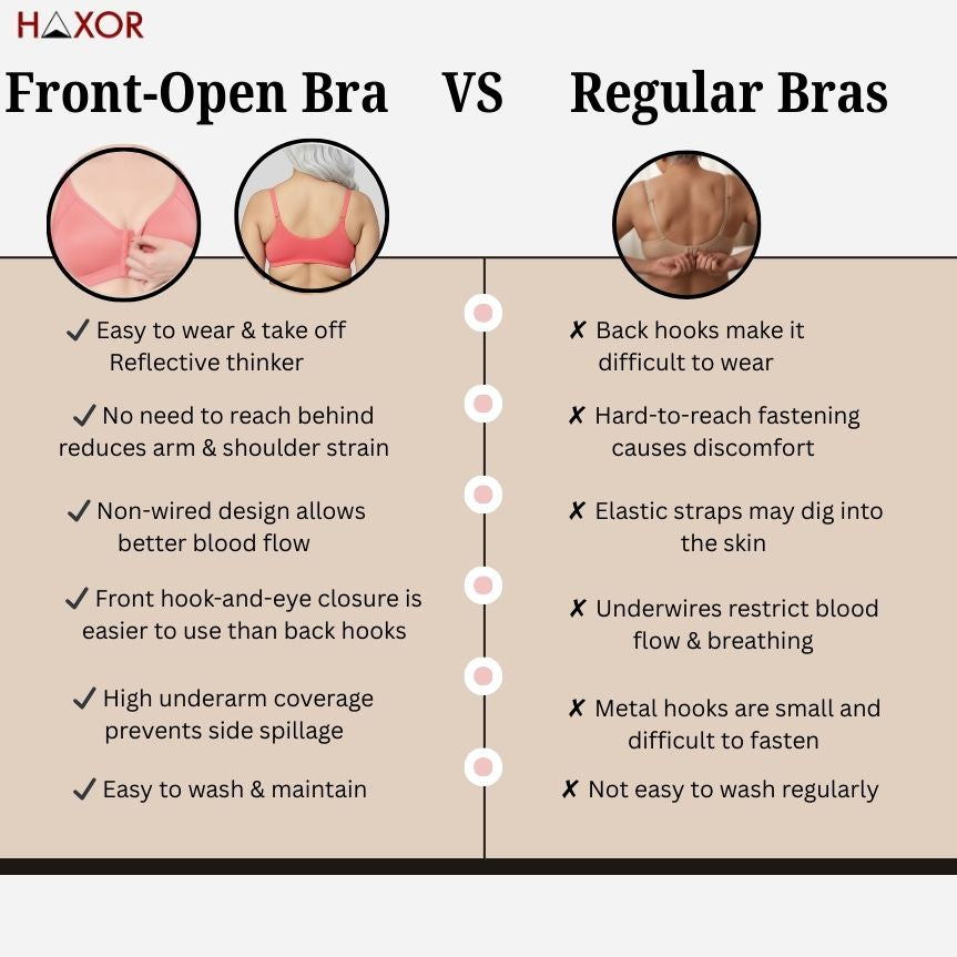 HAXOR DignityWear™ Front-Open Bra Dark Pink | No More Back-Hook Struggle | Easy To Wear