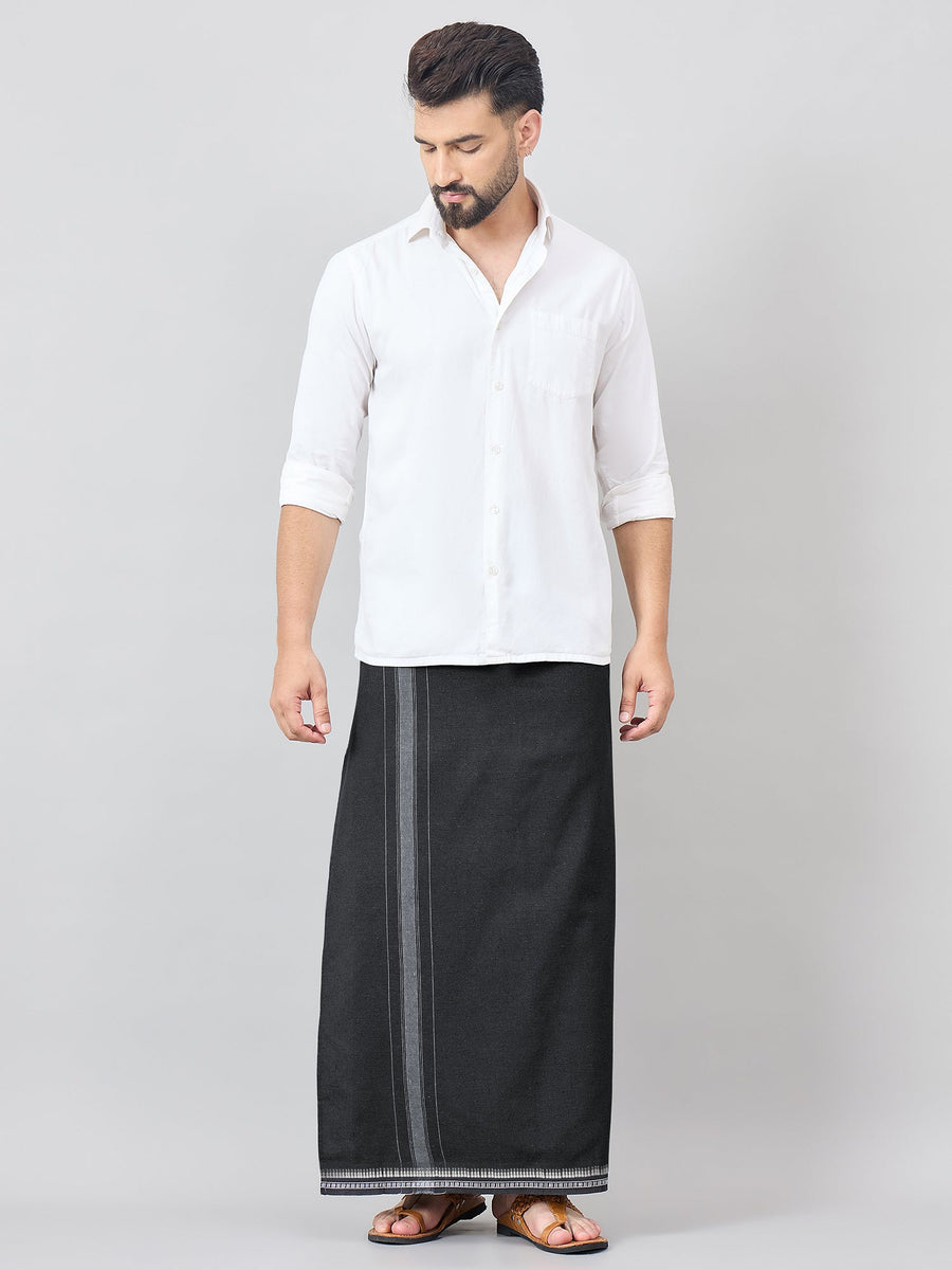 Haxor Readymade Verstelbare klittenband dhoti Kerala Thalapathi Border Met Zak Zwart