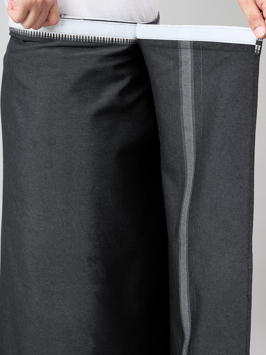 Haxor Readymade Verstelbare klittenband dhoti Kerala Thalapathi Border Met Zak Zwart