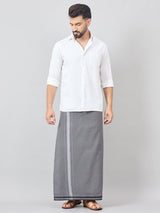Haxor Readymade  Adjustable Velcro dhoti Kerala Thalapathi Border With Pocket Grey