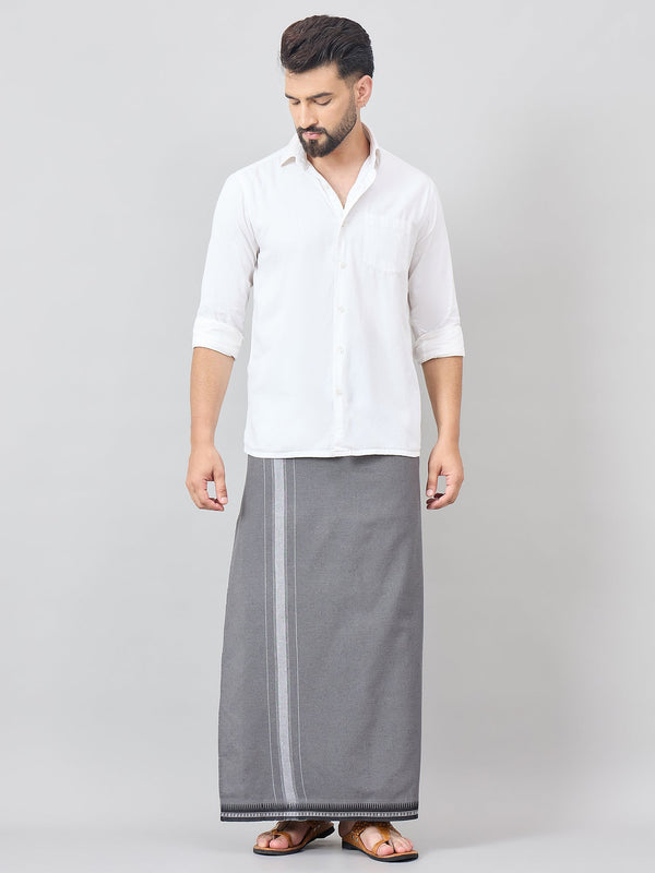 Haxor Readymade Verstelbare klittenband dhoti Kerala Thalapathi Border Met Zak Grijs