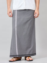 Haxor Readymade  Adjustable Velcro dhoti Kerala Thalapathi Border With Pocket Grey