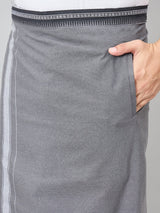 Haxor Readymade  Adjustable Velcro dhoti Kerala Thalapathi Border With Pocket Grey