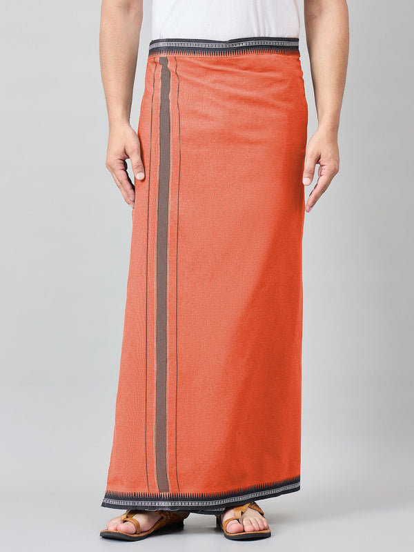Haxor Readymade Verstelbare Klittenband Dhoti Kerala Thalapathi Rand Met Zak Oranje Kleur