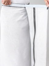Haxor Readymade  Adjustable Velcro dhoti Kerala Thalapathi Border With Pocket White