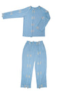 HAXOR Post Surgery Recovery Velcro Open Tearaway Full Sleeve Sky Premium Fleece T-Shirt and Trouser Set for Quick Access for Post-Op Care