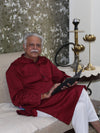 Heren Kurta Pyjama Set Bordeaux