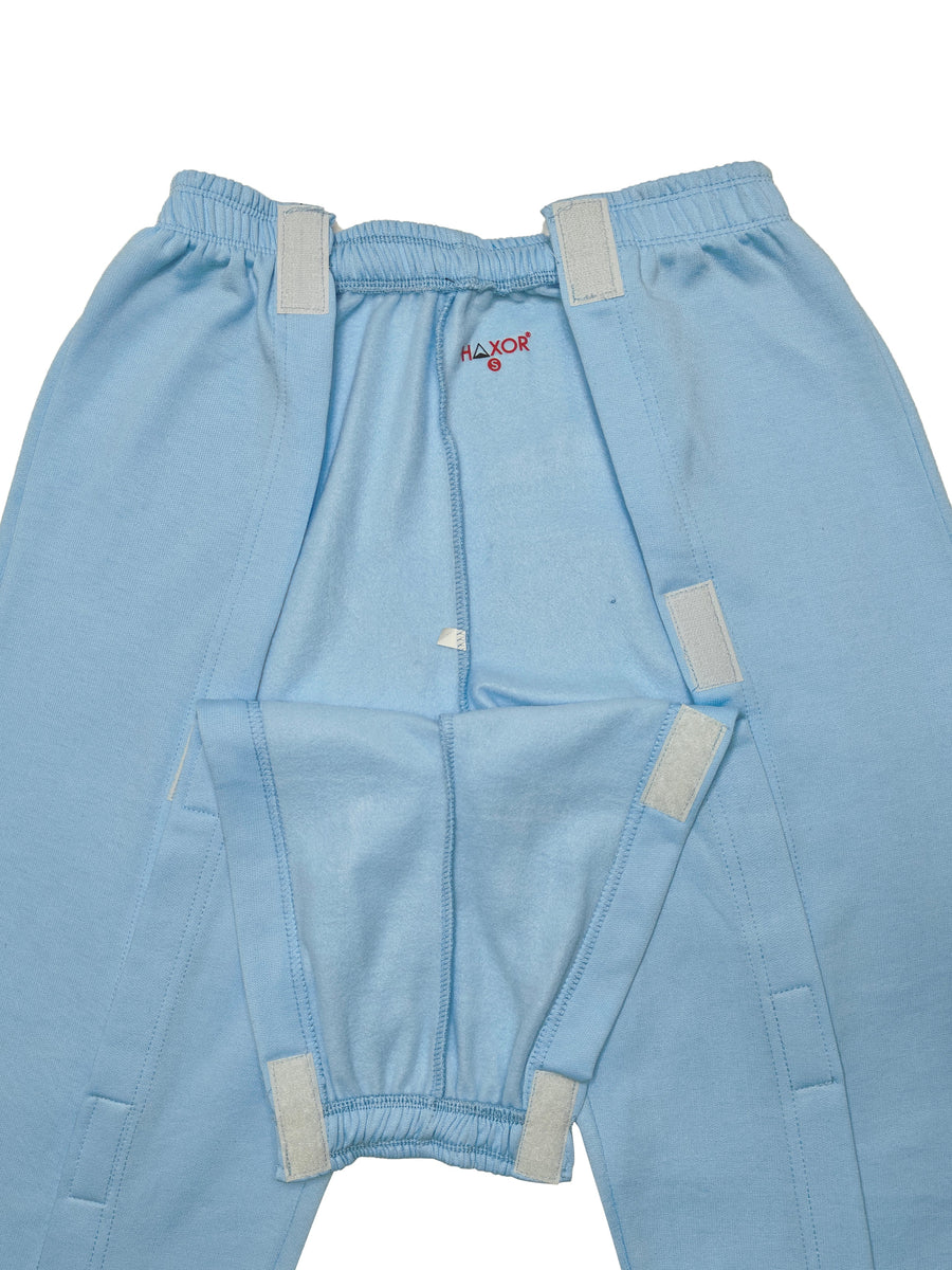 HAXOR Post Surgery Recovery Velcro Open Tearaway  Sky Premium Fleece Trouser for Quick Access for Post-Op Care