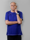 Men's Open Back Premium Cotton Bio Wash Blue T-Shirt