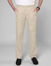 Broek met klittenbandgulp en elastische taille met lusje aan de voorkant, beige