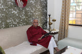 Heren Kurta Pyjama Set Bordeaux
