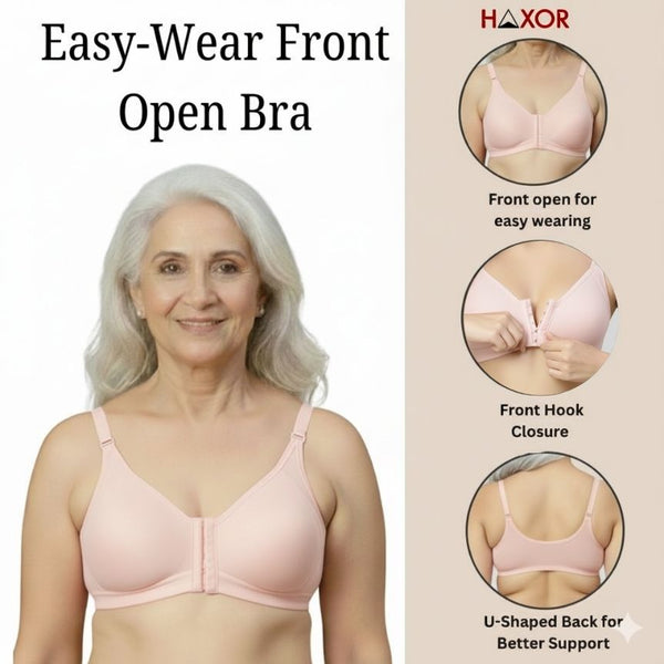 HAXOR DignityWear™ Front-Open Bra Light Pink | No More Back-Hook Struggle | Easy To Wear