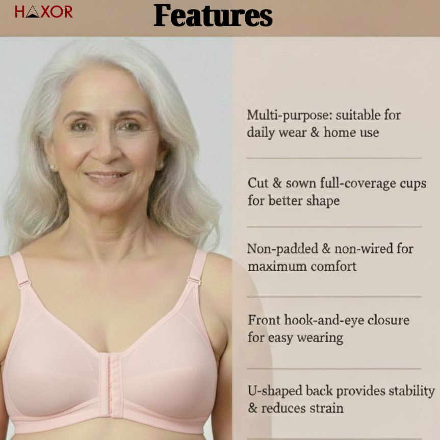 HAXOR DignityWear™ Front-Open Bra Light Pink | No More Back-Hook Struggle | Easy To Wear