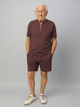 Haxor Men Brown Adaptive Viscose Henley Neck Half Sleeve T-shirt and Short Set