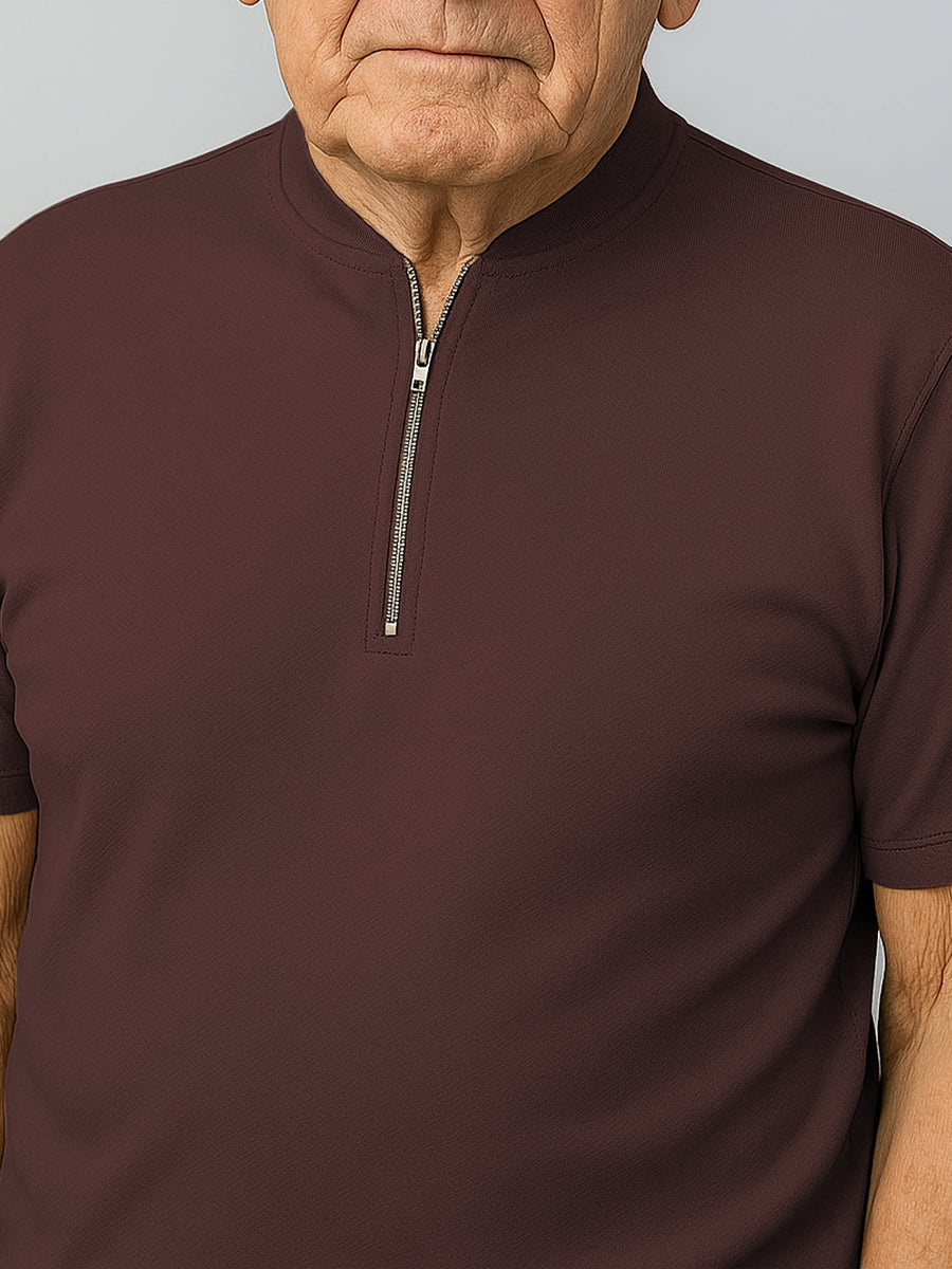 Haxor Men Brown Adaptive Viscose Henley Neck Half Sleeve T-shirt and Short Set