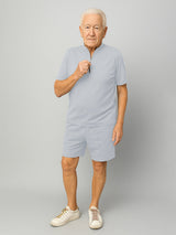 Haxor Men Grey  Adaptive Viscose Henley Neck Half Sleeve T-shirt and Short Set