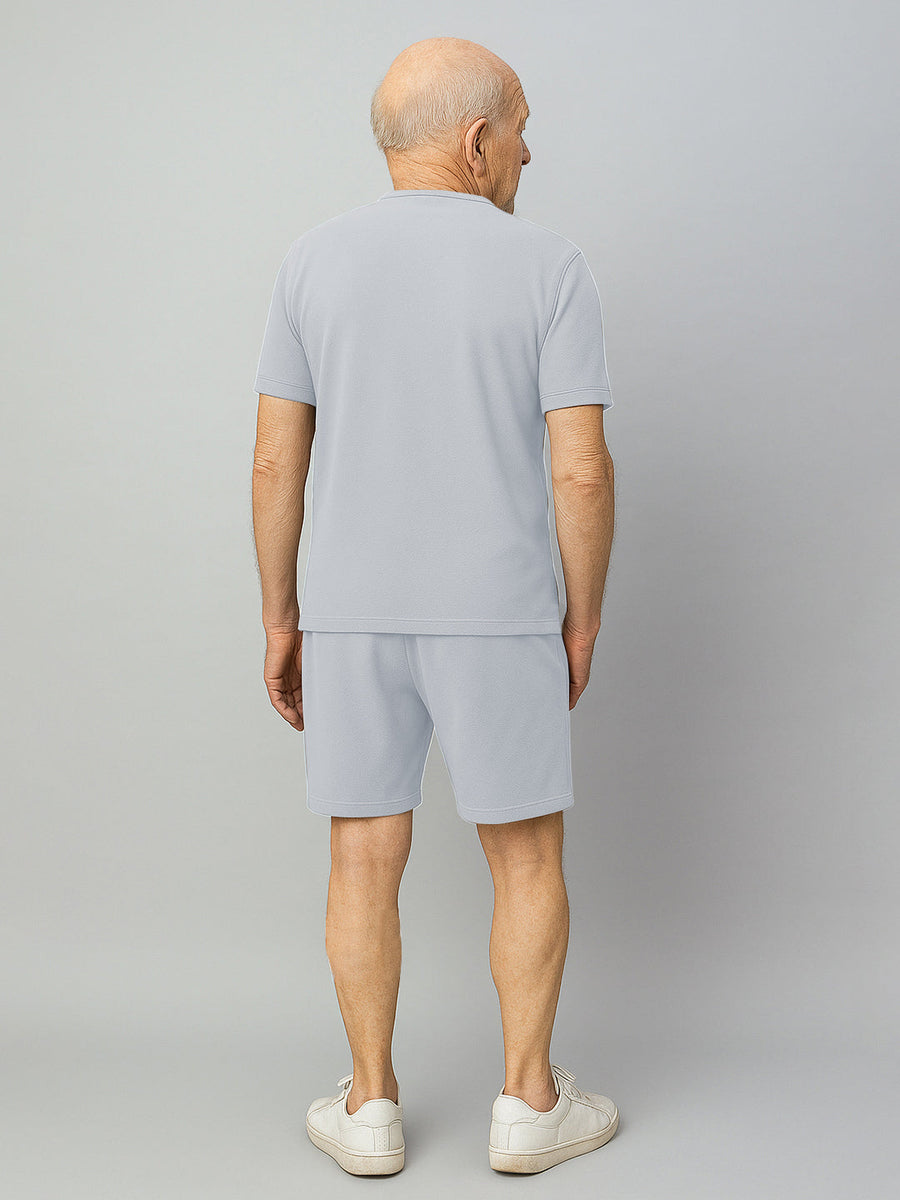Haxor Men Adaptive Viscose Henley Neck Half Sleeve T-shirt and Short Set